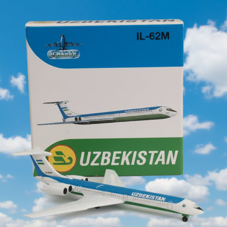 Schabak 1:600 IL-62M Uzbekistan diecast plane 952/201 fair/good boxed