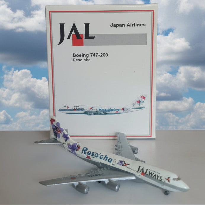 Schabak 1:600 Boeing 747-200 JAL Japan Airlines Reso'Cha  diecast plane 901/11rl VGC  boxed