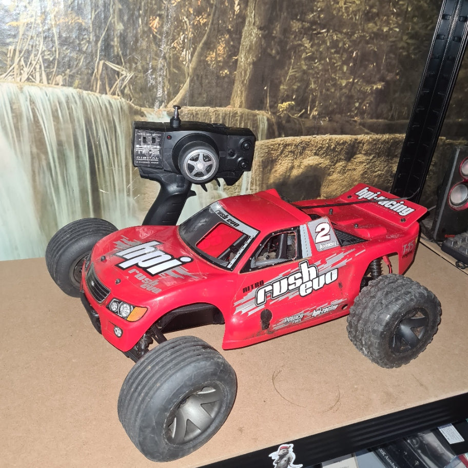 Vintage HPI Rush Evo Nitro 1/10 2wd Scale RC Stadium Truck used with box