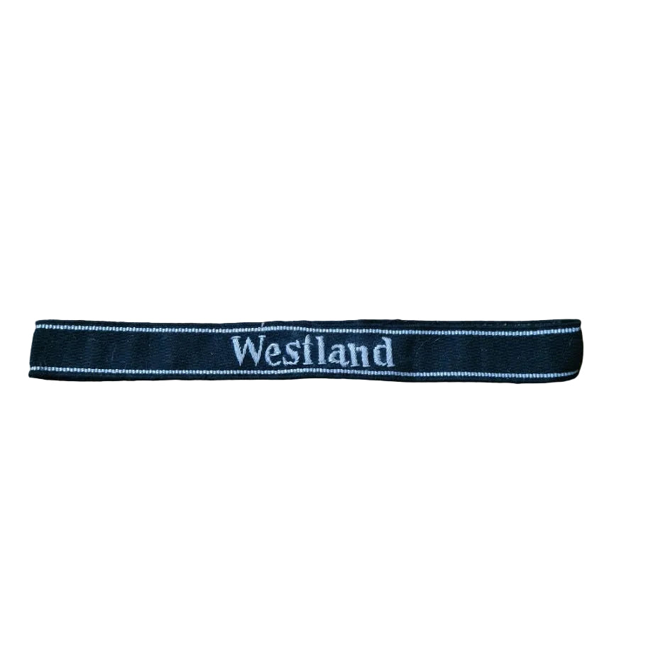 e
WW2 German Westland cuff title , will be reproduction enactment i think ? ex movie department
