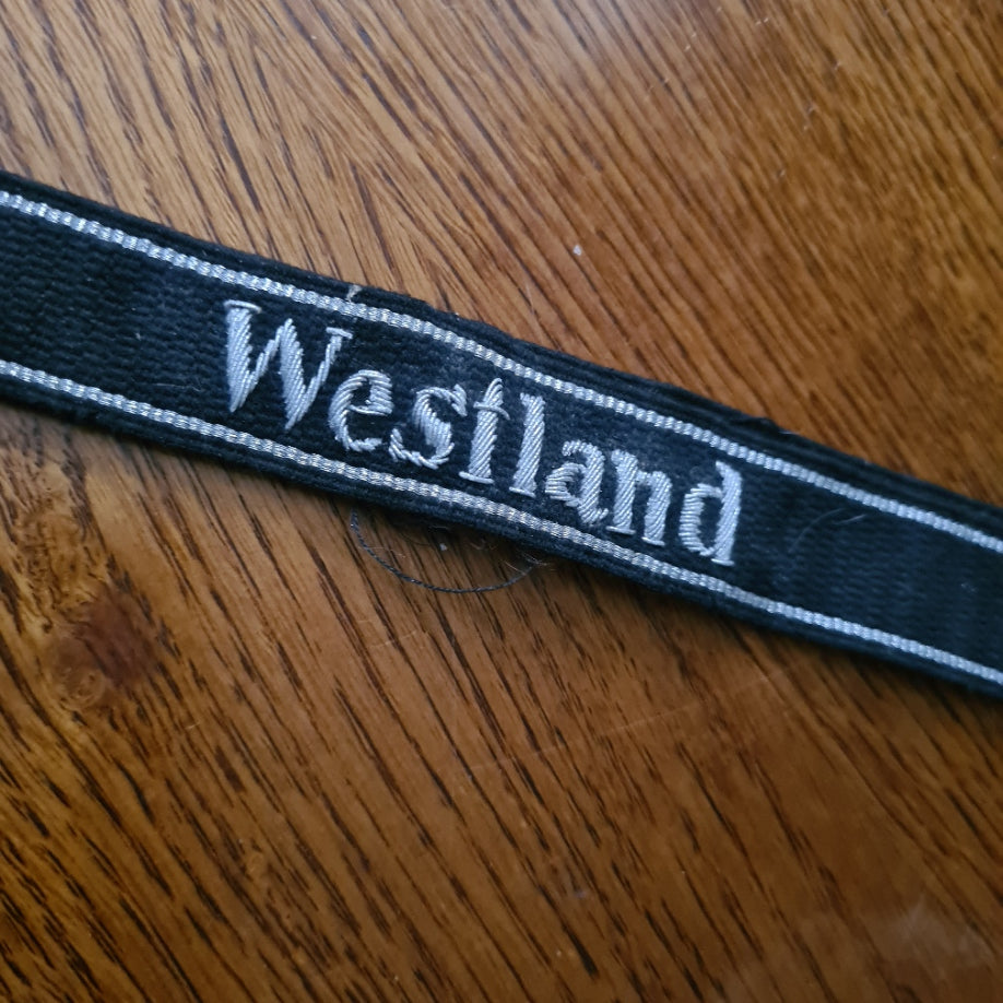 WW2 German Westland cuff title , will be reproduction enactment i think ? ex movie department