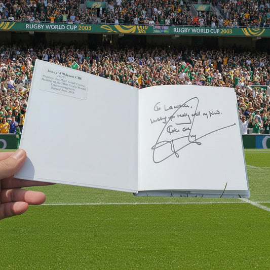 Little book of the Rugby World cup 1987-2015 signed by jonny Wilkinson 