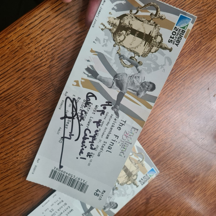 2x 2015 Rugby World Cup Final New Zealand Australia Category A TICKET with barcode signed jonny Wilkinson