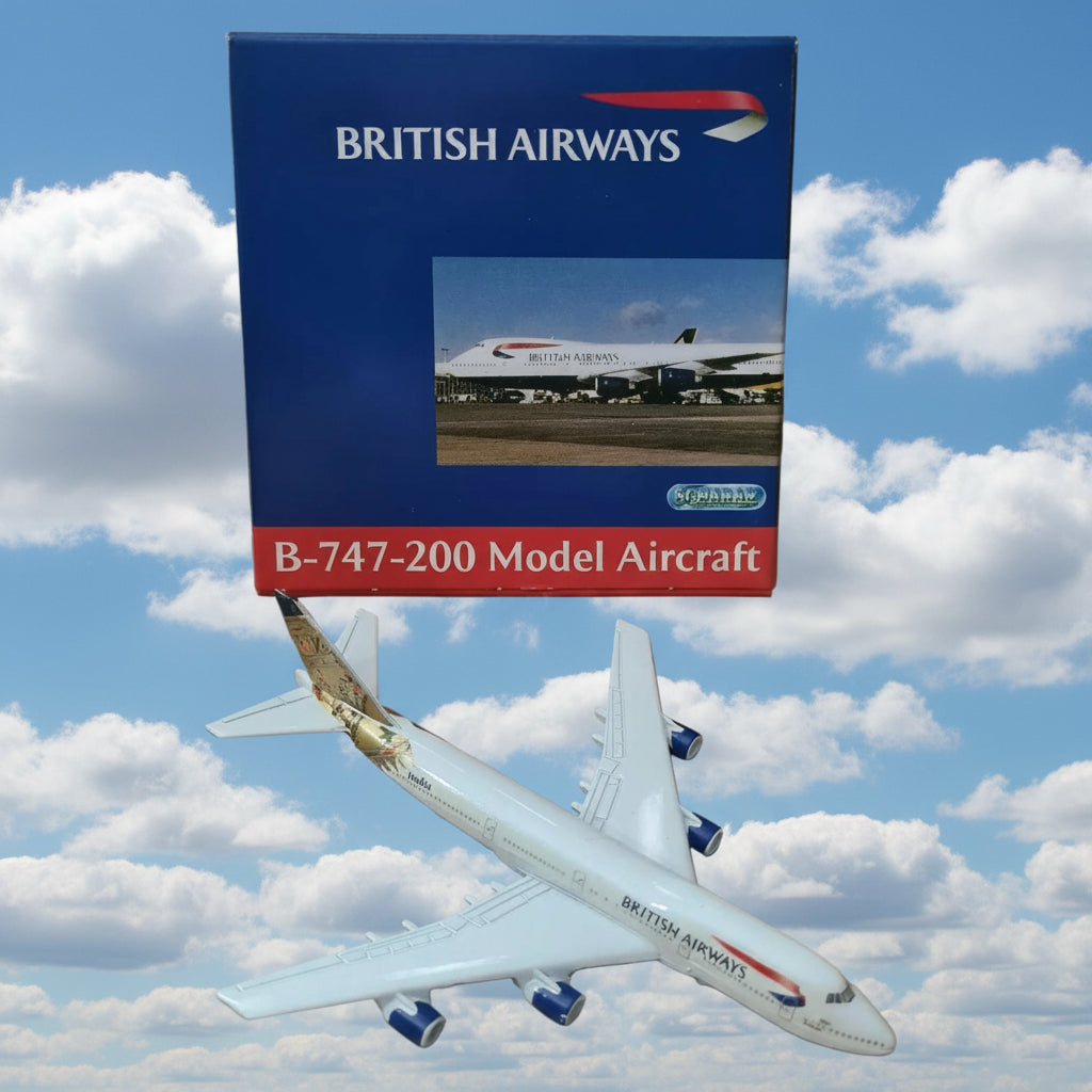 Schabak 1:600 Boeing 747-200 British Airways "India" diecast plane 901/14ip good+ boxed