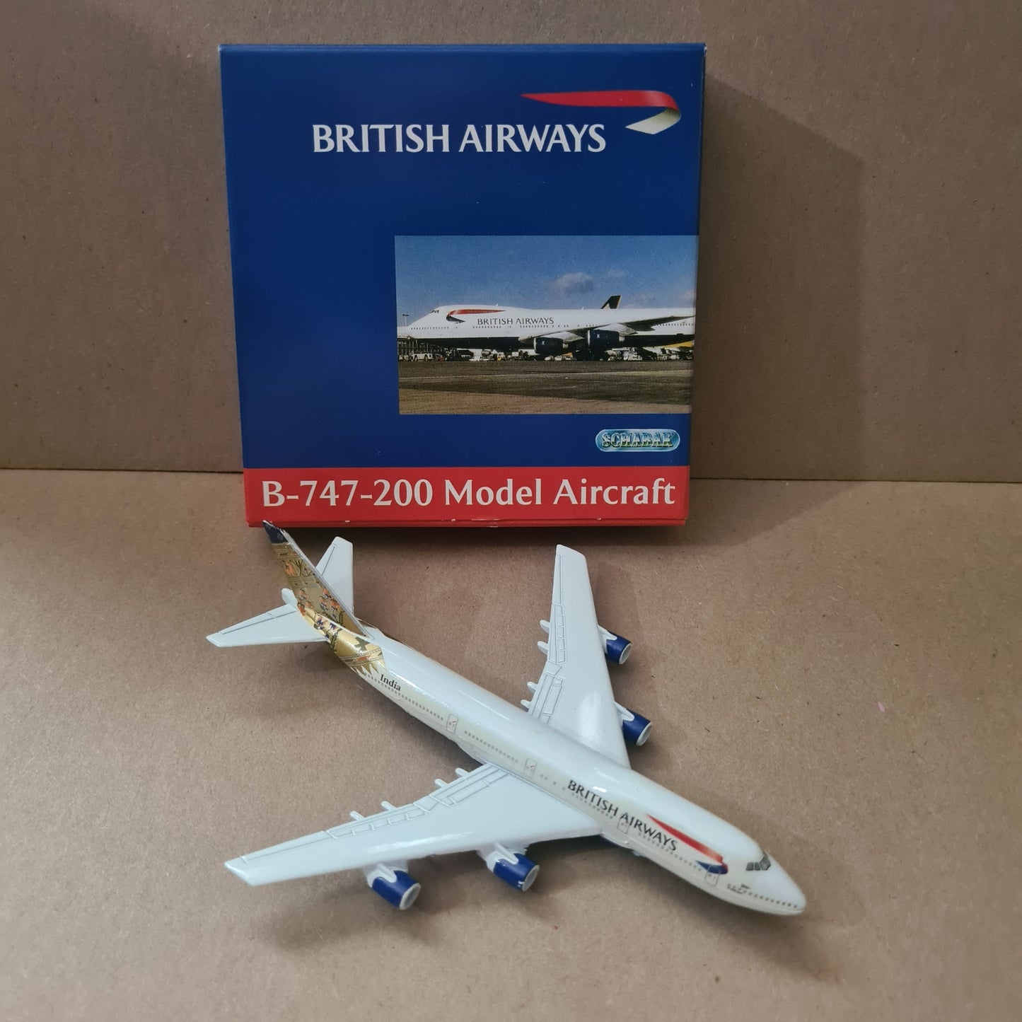Schabak 1:600 Boeing 747-200 British Airways "India" diecast plane 901/14ip good+ boxed
