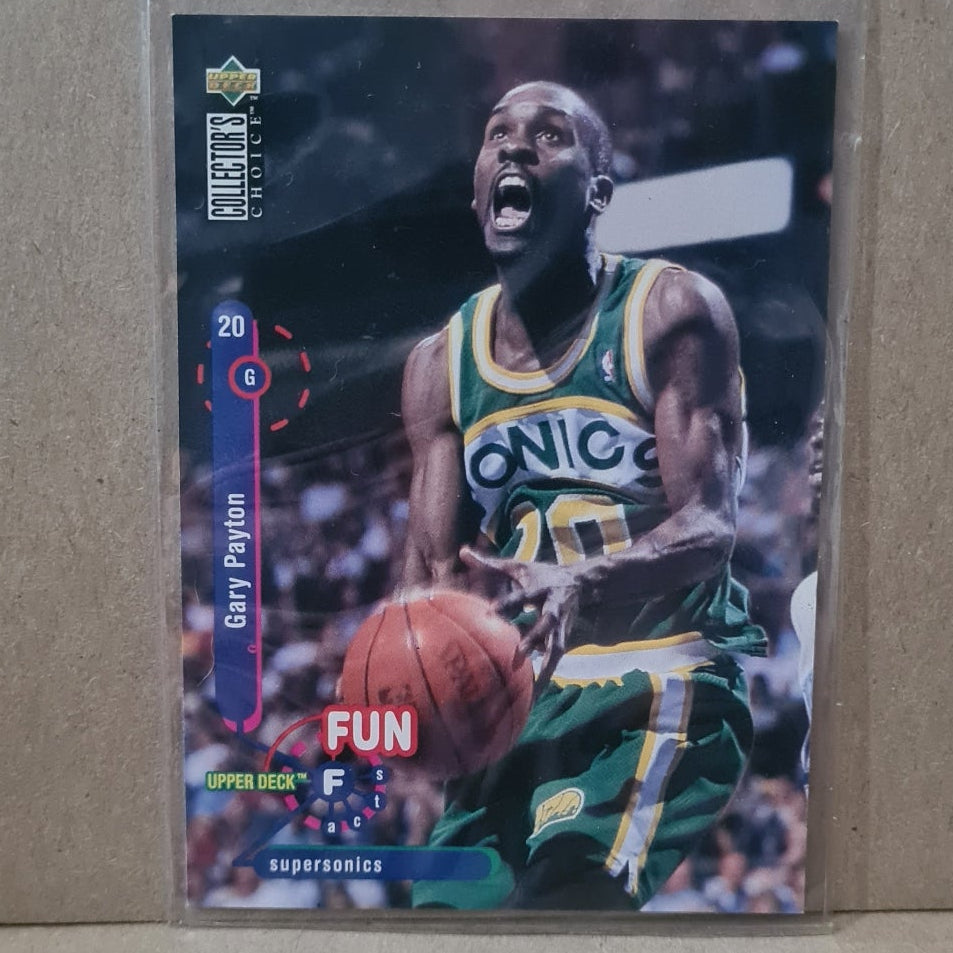 Gary Payton 1995 Upper Deck fun facts #190 Seattle Super Sonics excellent Sleeved
