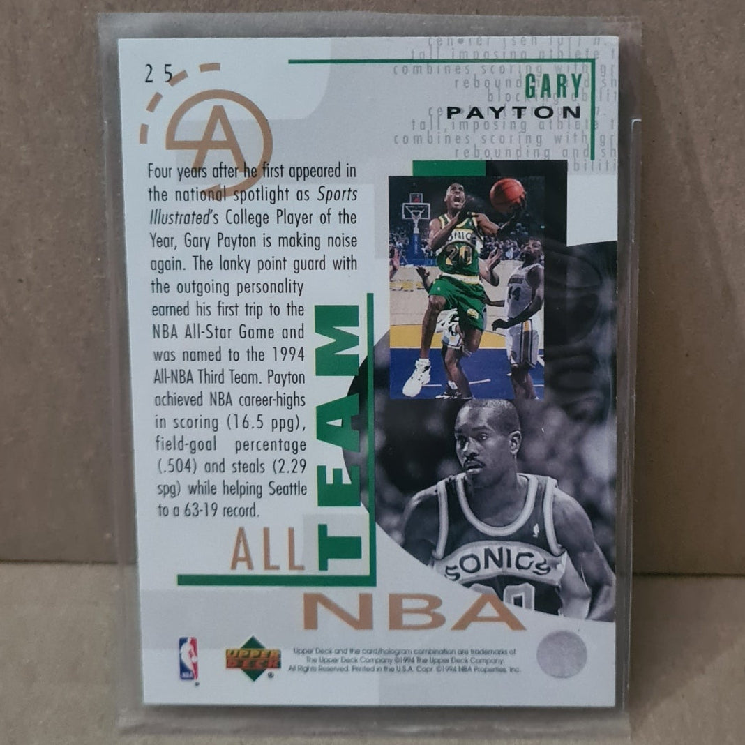 Gary Payton 1994 Upper-Deck all NBA Team #25 Seattle Super Sonics excellent Sleeved