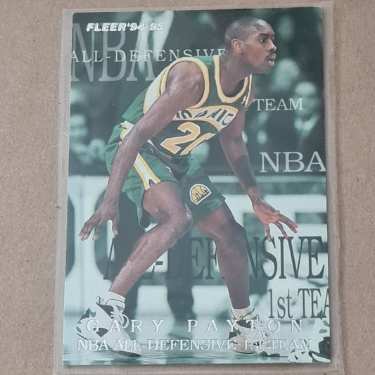 Gary Payton 1994 Fleer 94-95 all defensive 1st team 4 of 10 Seattle Super Sonics excellent Sleeved