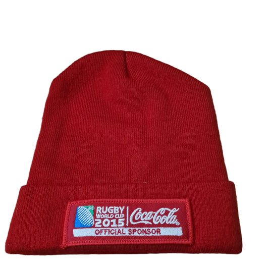 2015 Rugby World cup coca-cola sponsored beanie hat superb condition red 
