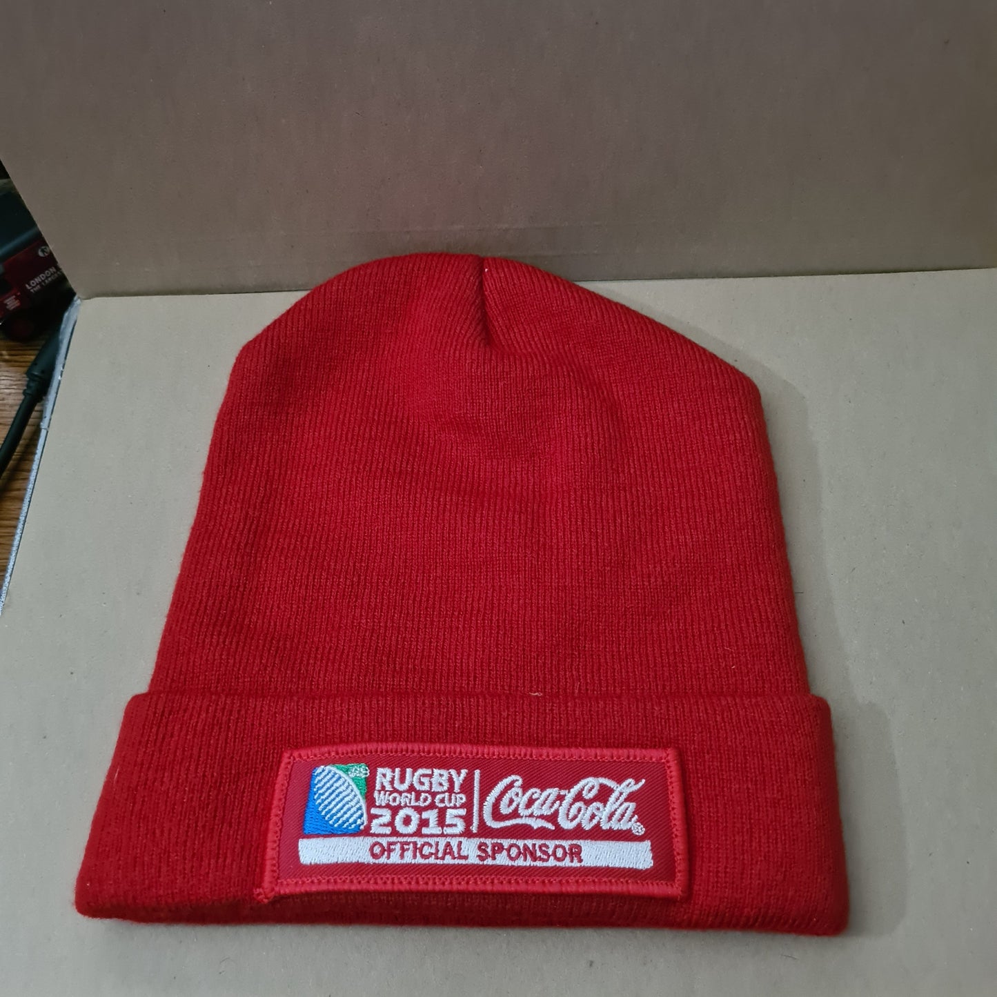 2015 Rugby World cup coca-cola sponsored beanie hat superb condition red