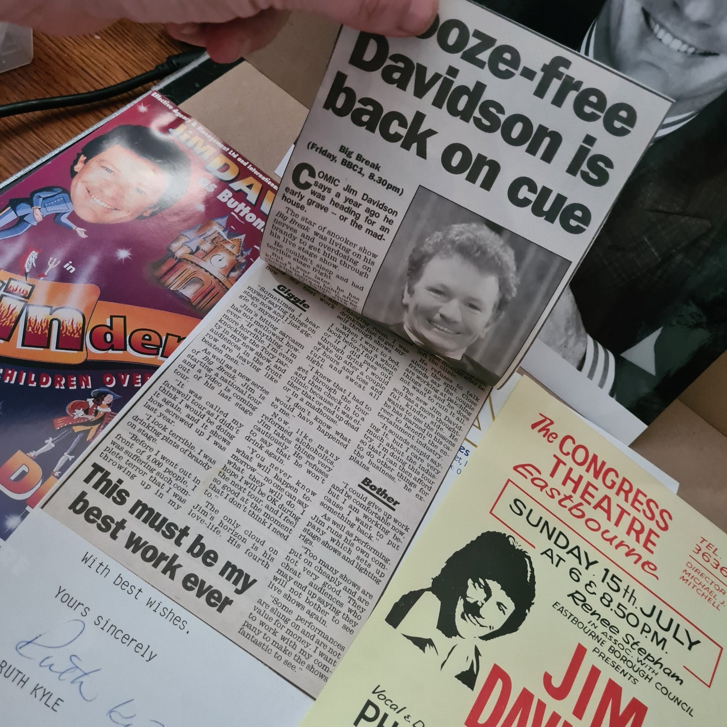Jim Davidson autographed signed photo & concert posters bundle with paperwork