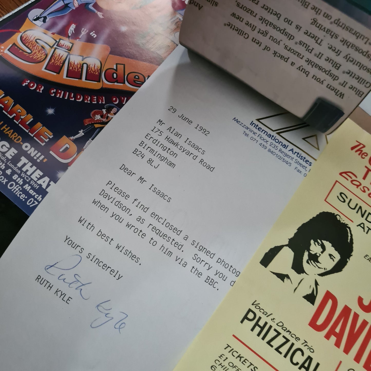 Jim Davidson autographed signed photo & concert posters bundle with paperwork