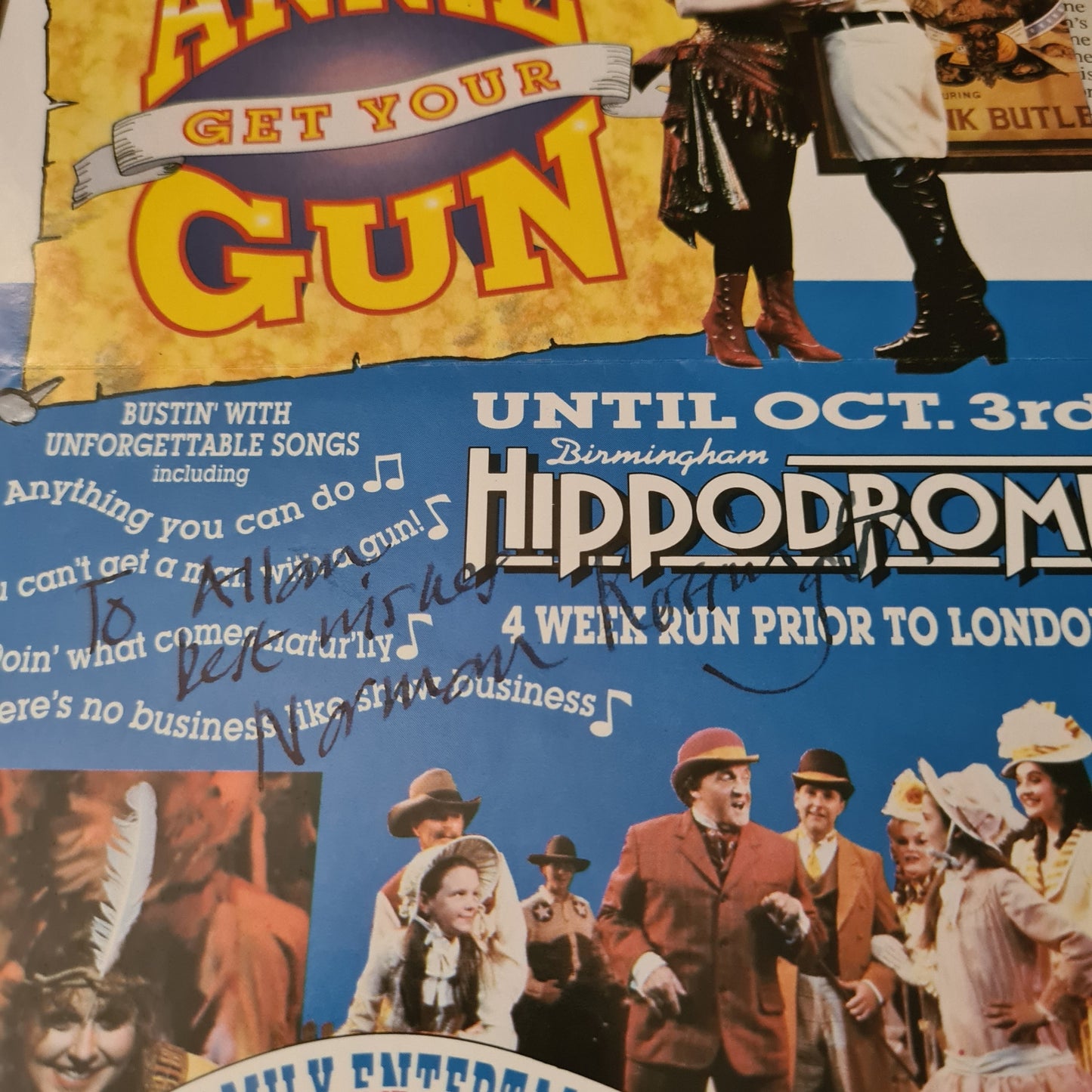 Norman Rossington autographed signed theatre Annie get your gun poster