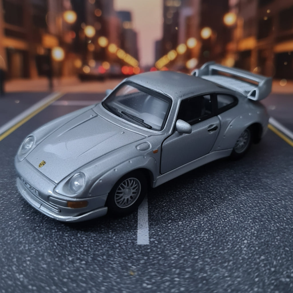 Schuco 1:43 Porsche 911 GT2 , Silver road car loose diecast model vgc