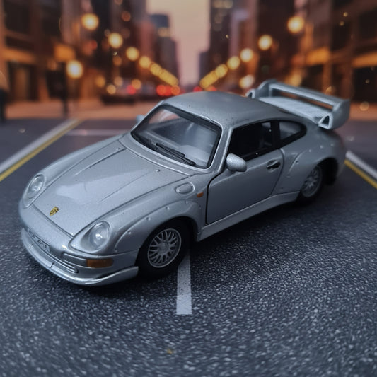 Schuco 1:43 Porsche 911 GT2 , Silver road car loose diecast model vgc