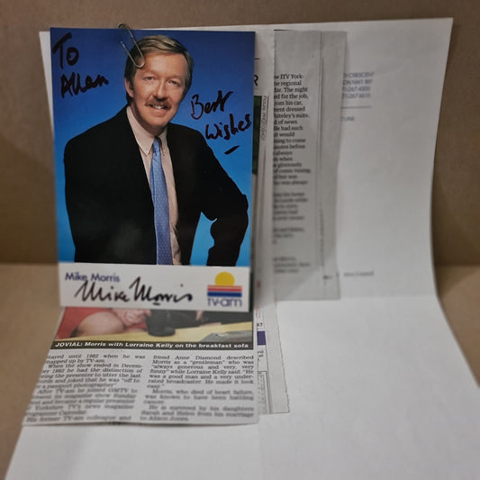 Mike Morris TV AM presenter signed autograph picture with paperwork