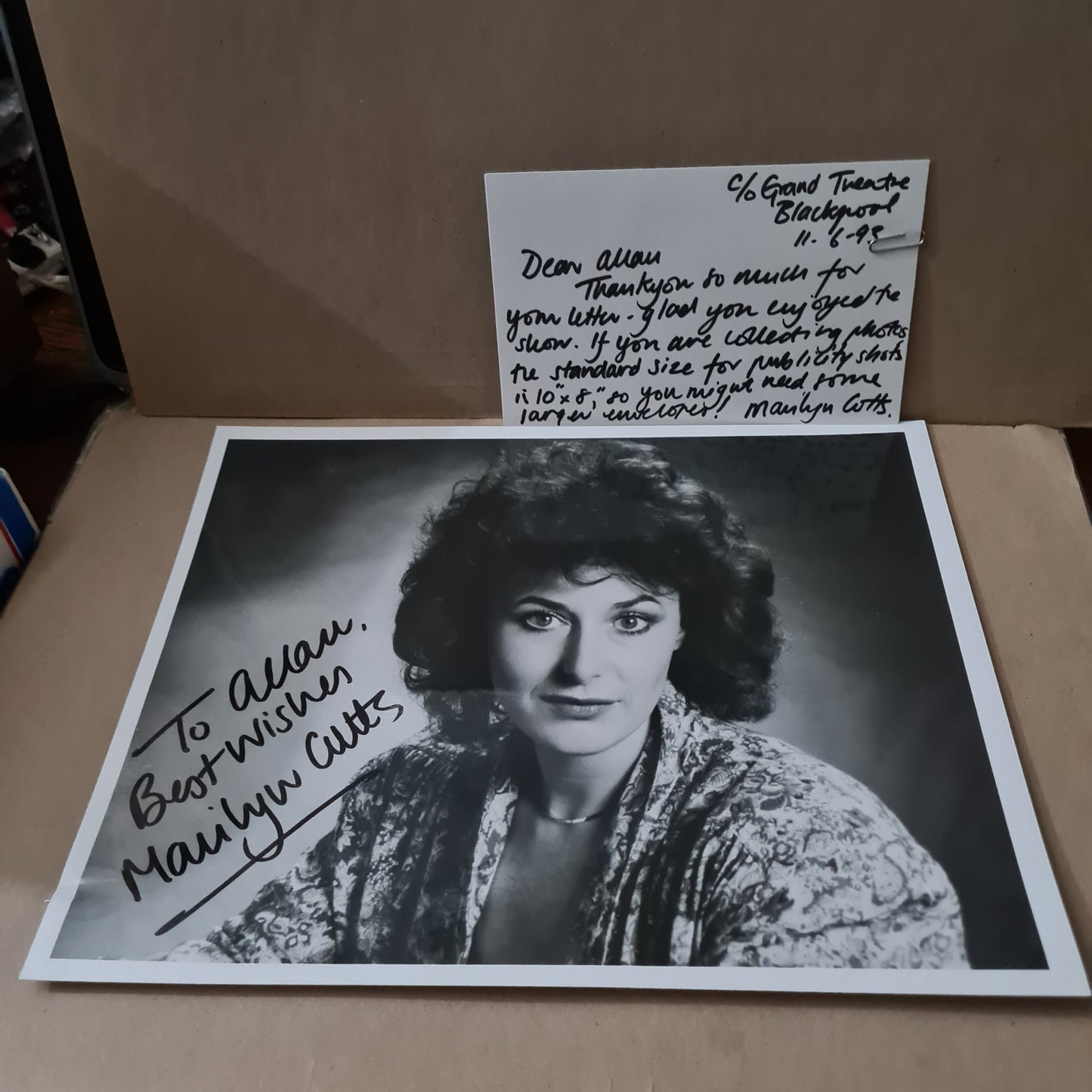 Marilyn Cutts actress autograph letter signed photo bundle