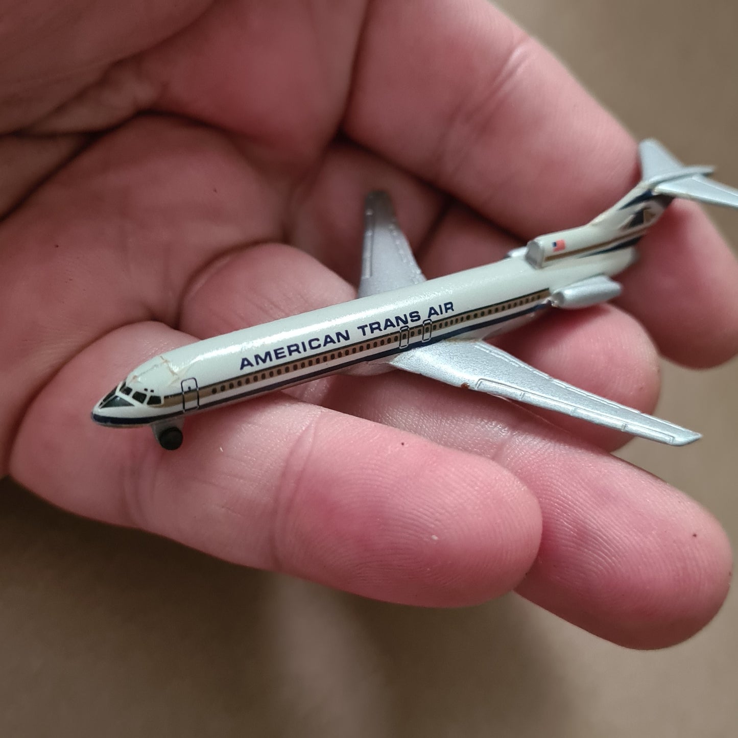 Schabak 1:600 Boeing 727 ATA American Trans Air diecast plane 906/112 Good boxed