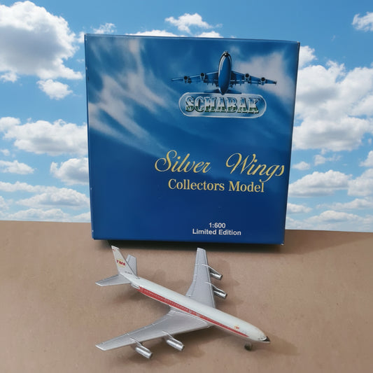 Schabak 1:600 Boeing 707 TWA Silver wings diecast plane 2935/10 Good boxed