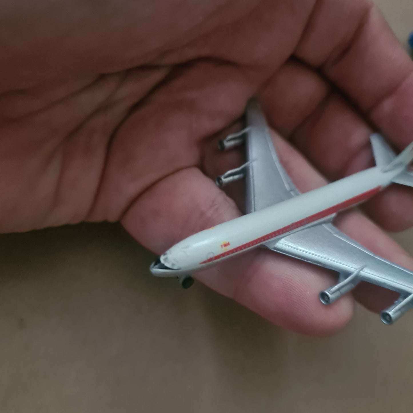 Schabak 1:600 Boeing 707 TWA Silver wings diecast plane 2935/10 Good boxed