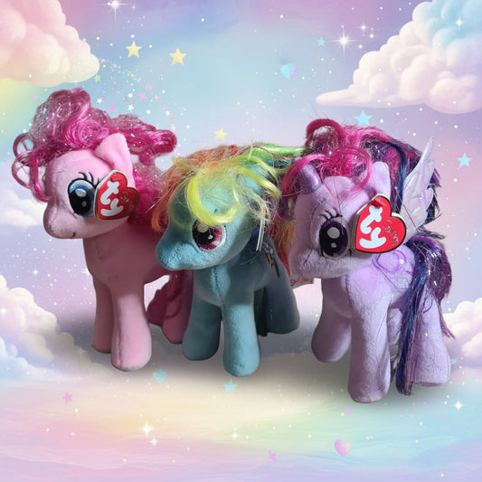 TY Beanie babies collection My Little pony plush ponies x3 bundle nice toys 