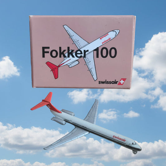 Schabak 1:600 Fokker 100 Swissair diecast plane 940/4 VGC boxed