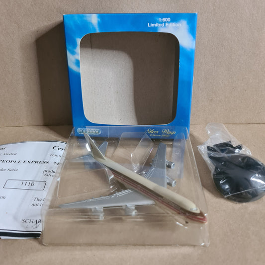 Schabak 1:600 Boeing 747-200 people express silver wings diecast plane 2901/204 VGC  boxed