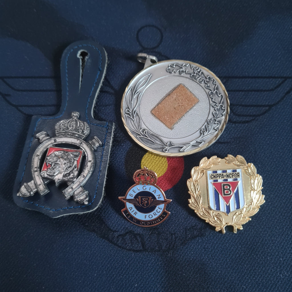 Various Military Belgium air force & prisoner related badges medals etc  