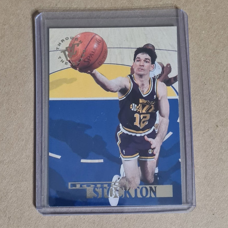 John Stockton 1994 Topps TSC through the glass #76 NBA Basketball Utah Jazz VGC in protector