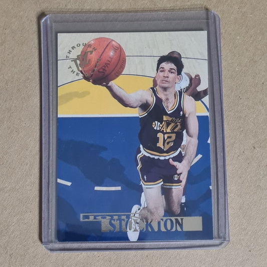 John Stockton 1994 Topps TSC through the glass #76 NBA Basketball Utah Jazz VGC in protector