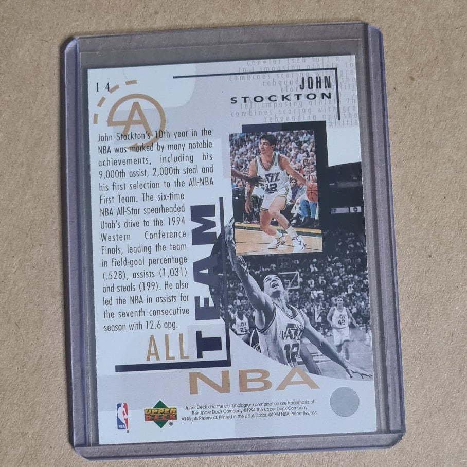 John Stockton 1994 Upper Deck All NBA Team #14 NBA Basketball Utah Jazz VGC in protector