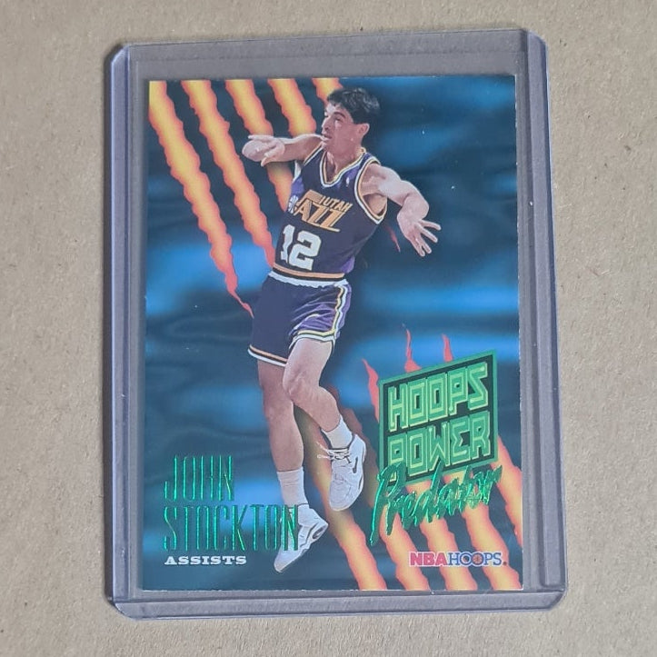 John Stockton 1995 SKYBOX NBA Hoops power predator P-8 NBA Basketball Utah Jazz VGC in protector