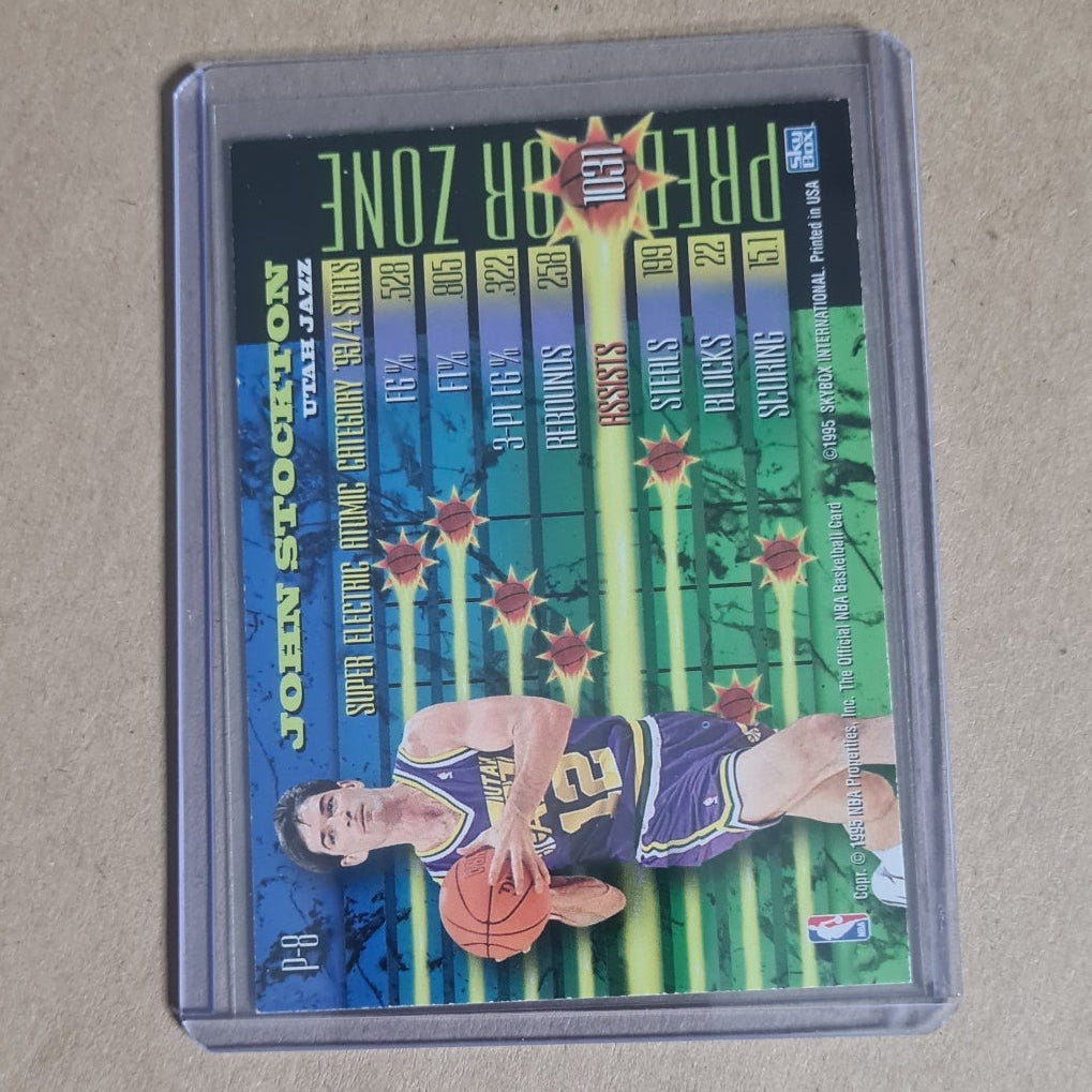 John Stockton 1995 SKYBOX NBA Hoops power predator P-8 NBA Basketball Utah Jazz VGC in protector
