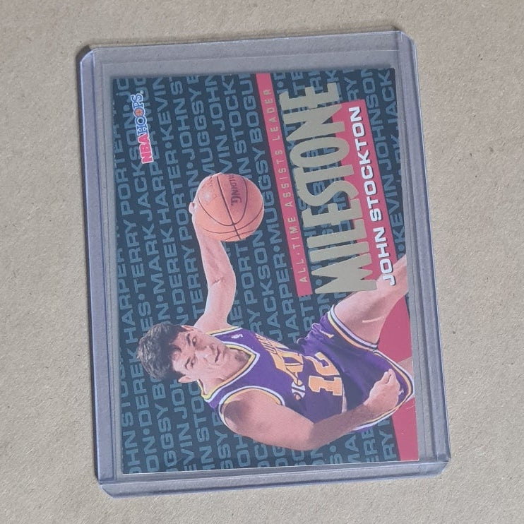 John Stockton 1995 SKYBOX NBA Hoops Milestone #215 NBA Basketball Utah Jazz Excellent in protector