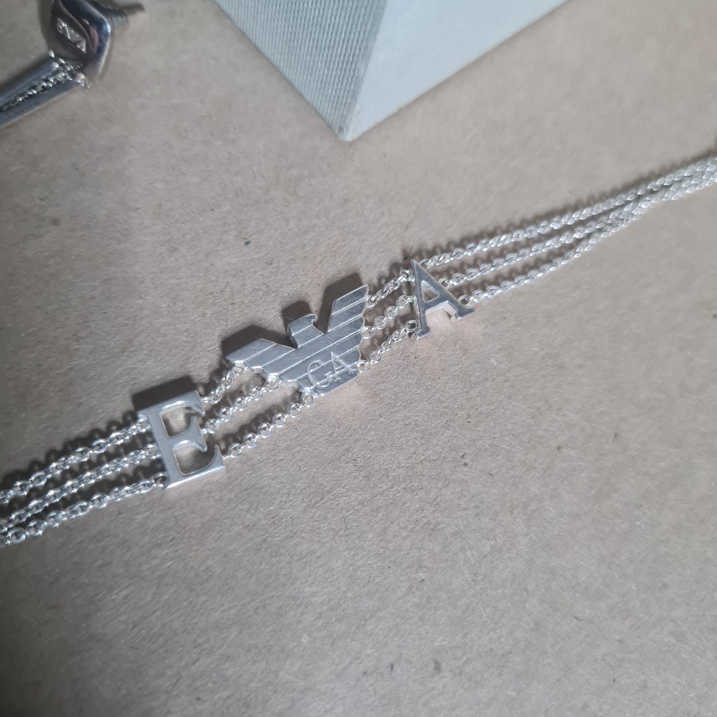 Emporio Armani sterling silver 925 dangle earrings and EA Bracelet with box