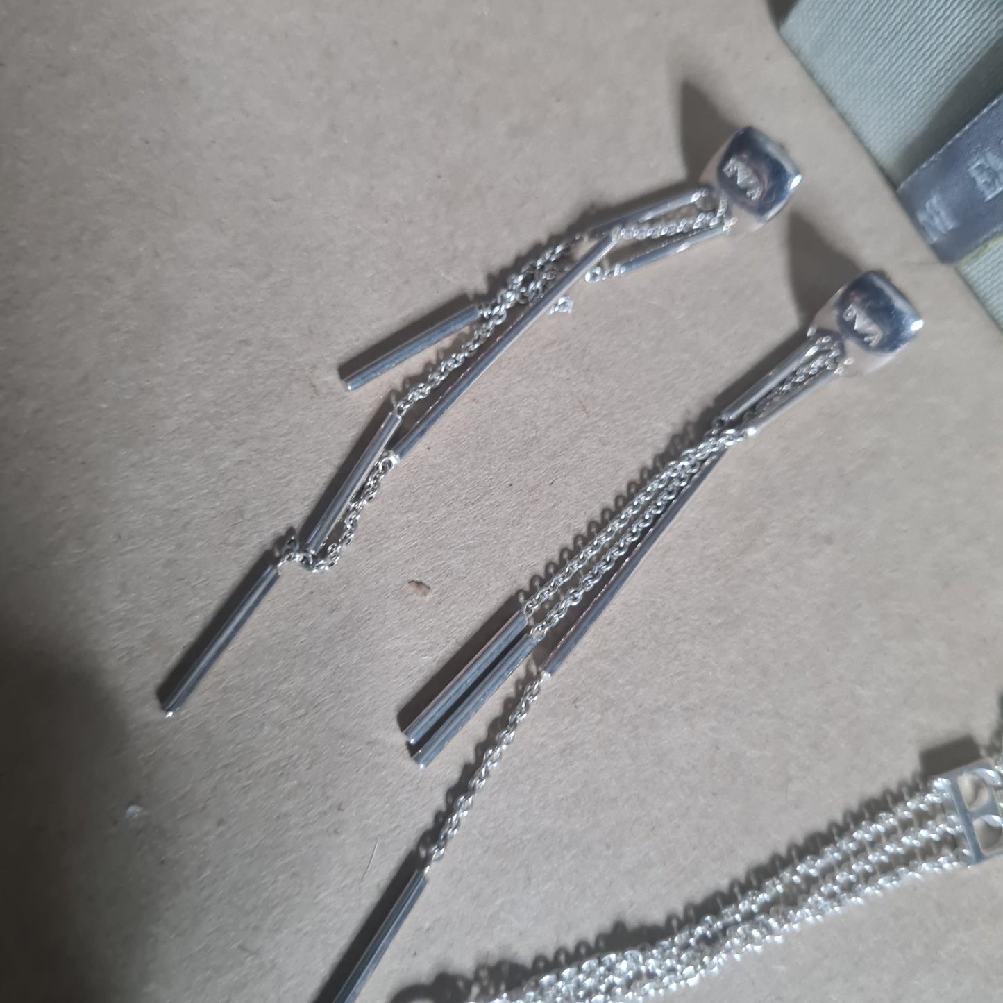 Emporio Armani sterling silver 925 dangle earrings and EA Bracelet with box