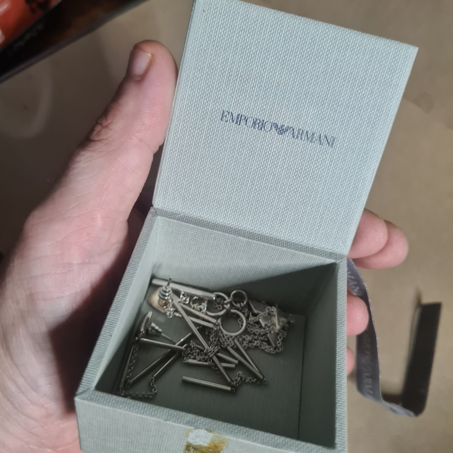 Emporio Armani sterling silver 925 dangle earrings and EA Bracelet with box
