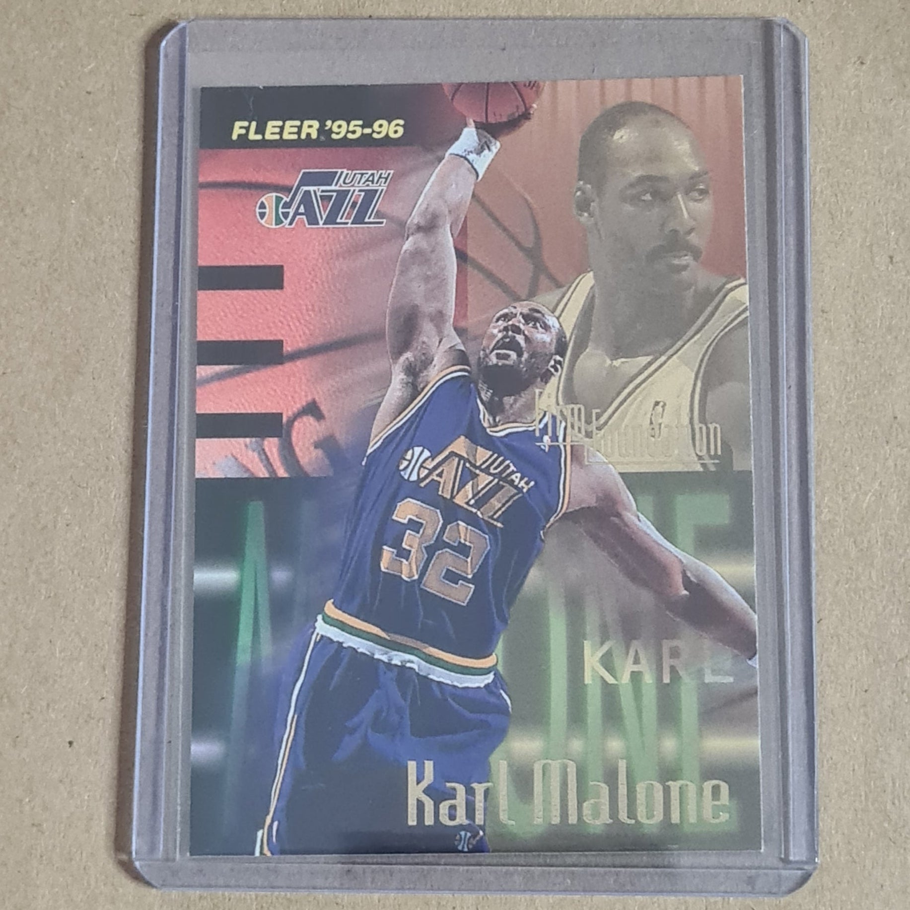 Karl Malone 1995 Fleer 95-96  #346 NBA Basketball Utah Jazz very good sleeved