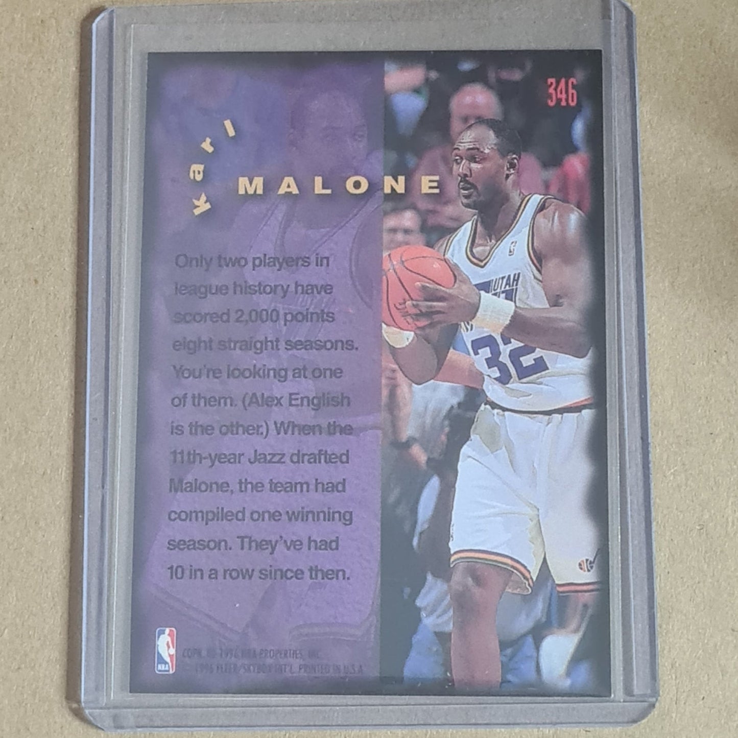 Karl Malone 1995 Fleer 95-96  #346 NBA Basketball Utah Jazz very good sleeved