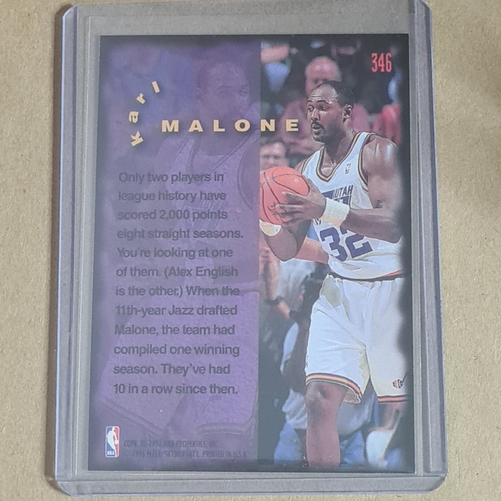 Karl Malone 1995 Fleer 95-96  #346 NBA Basketball Utah Jazz very good sleeved