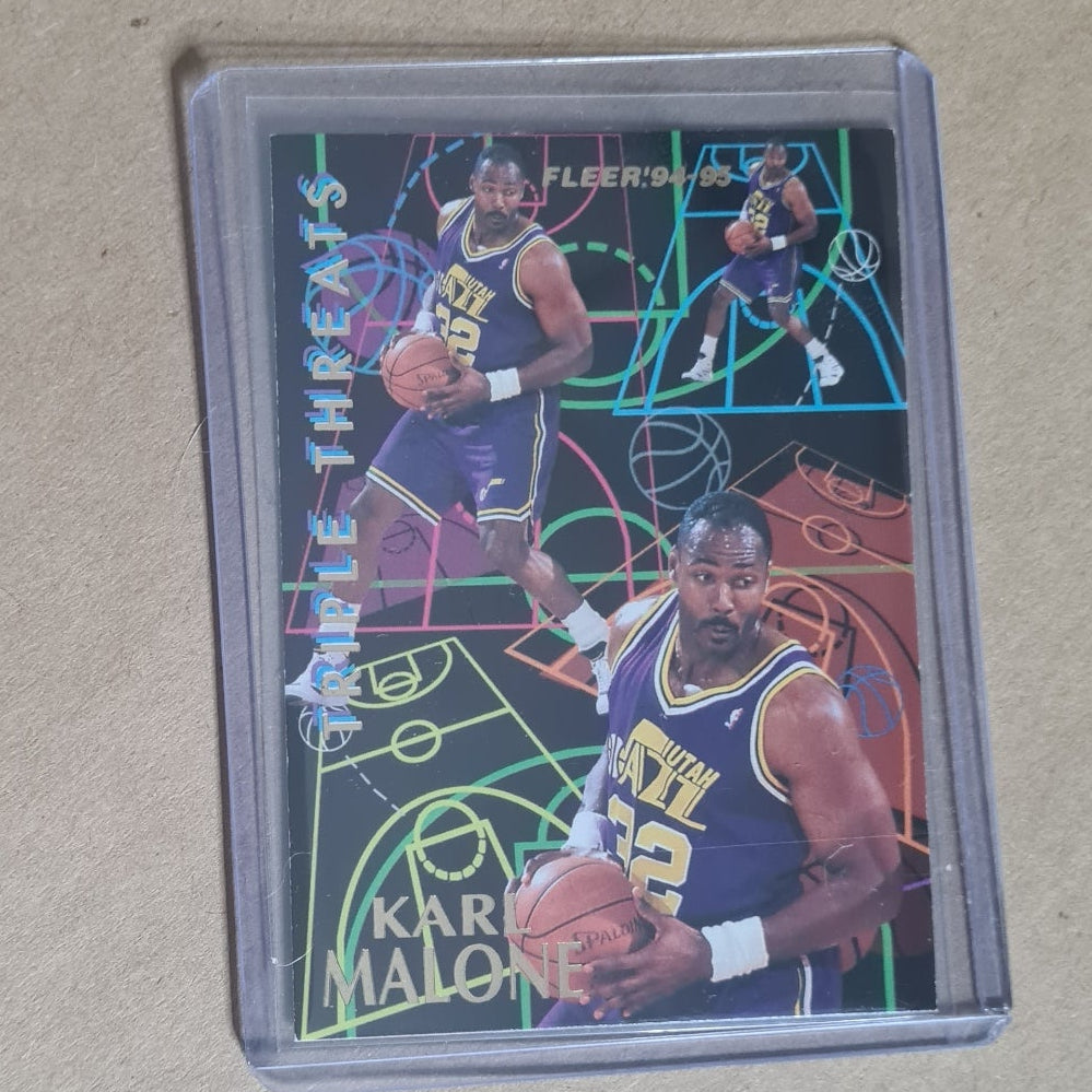 Karl Malone 1994 Fleer 94-95 Triple Threats insert  #4 of 10 NBA Basketball Utah Jazz Good sleeved