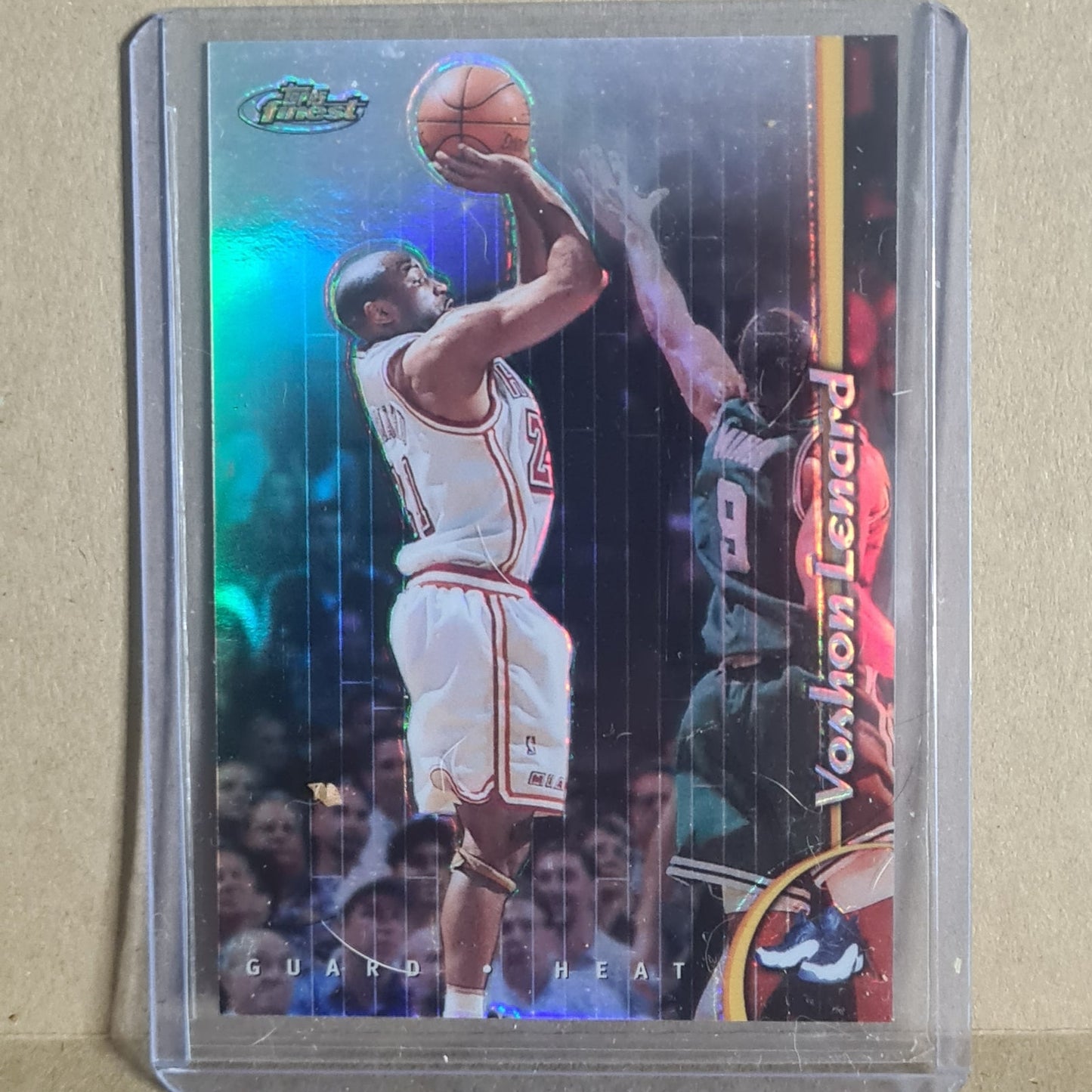 Voshon Lenard Topps Finest 1998 refractor variant #91  NBA Basketball Miami Heat Ex- sleeved