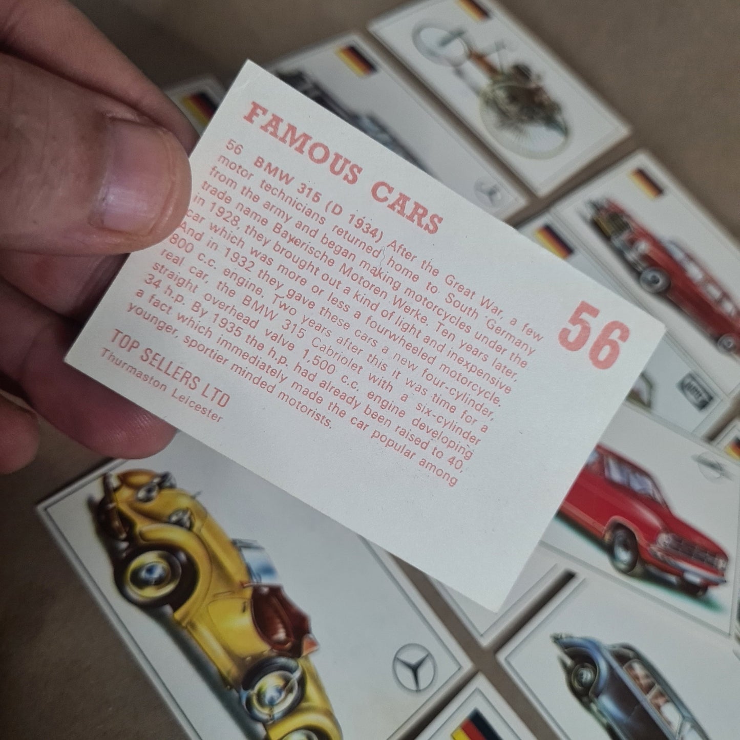 Famous Cars by Top Sellers LTD Trading cards 70's "German makes" bundle