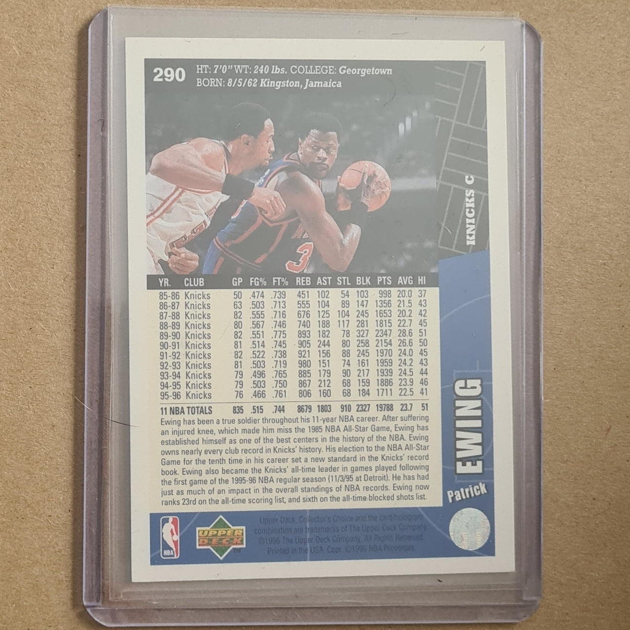 Patrick Ewing 1996 Upper-Deck collectors choice #290 NBA Basketball New York Knicks Excellent Sleeved