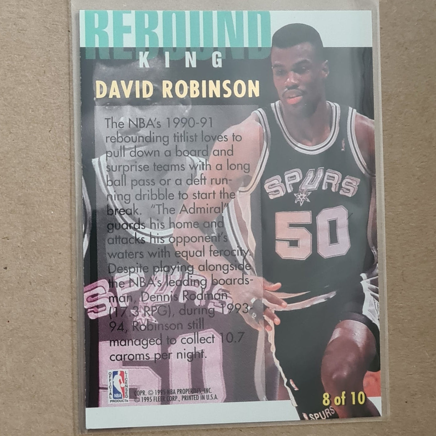 David Robinson 1995 Fleer Ultra 94-95 Rebound King 8 of 10 NBA Basketball San Antonio Spurs Excellent Sleeved