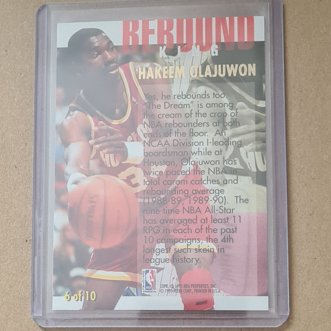 Hakeem Olajuwon 1995 Fleer Ultra 94-95 Rebound King 6 of 10 NBA Basketball Houston Rockets Excellent Sleeved