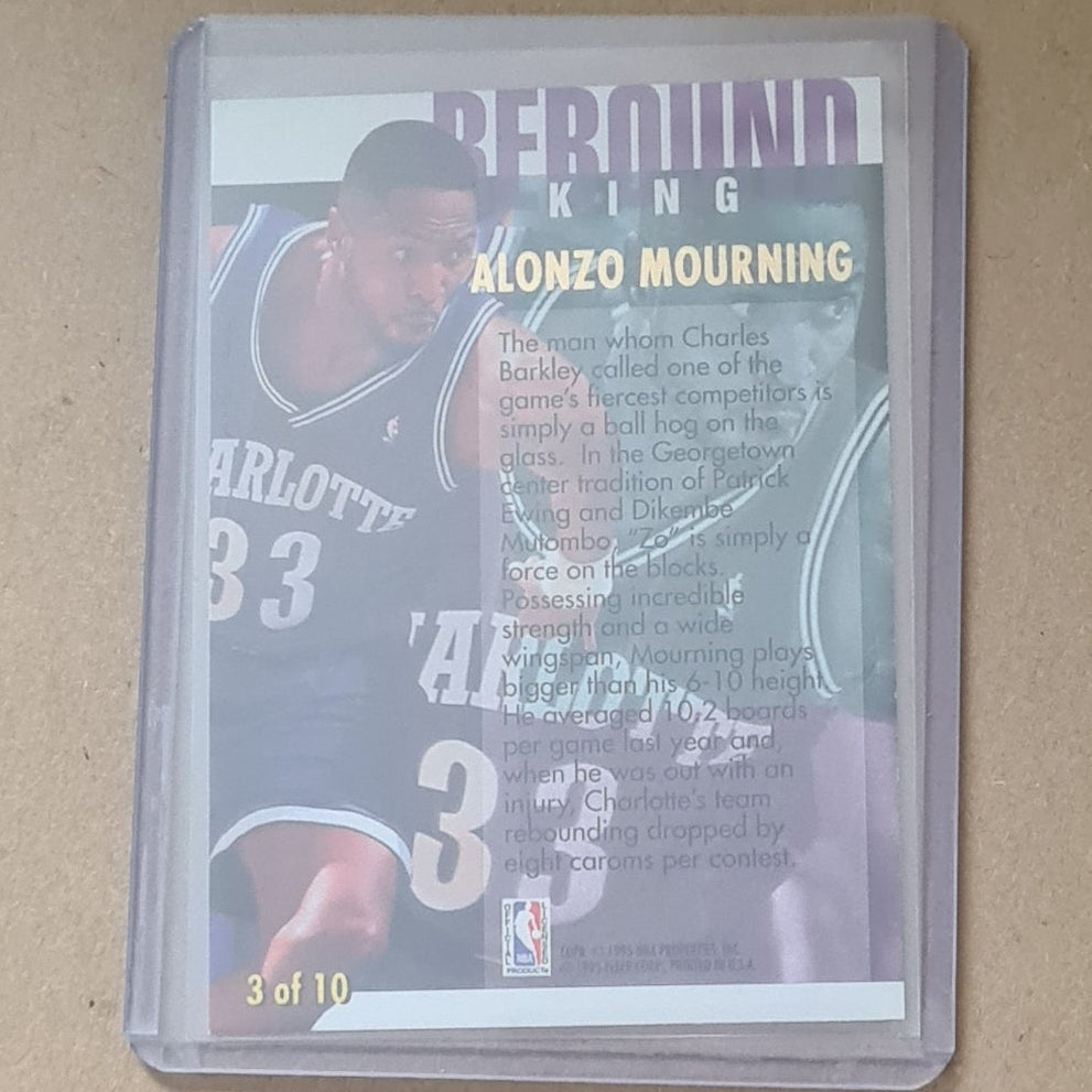 Alonzo Mourning 1995 Fleer Ultra 94-95 Rebound King 3 of 10 NBA Basketball Charlotte Hornets Excellent Sleeved
