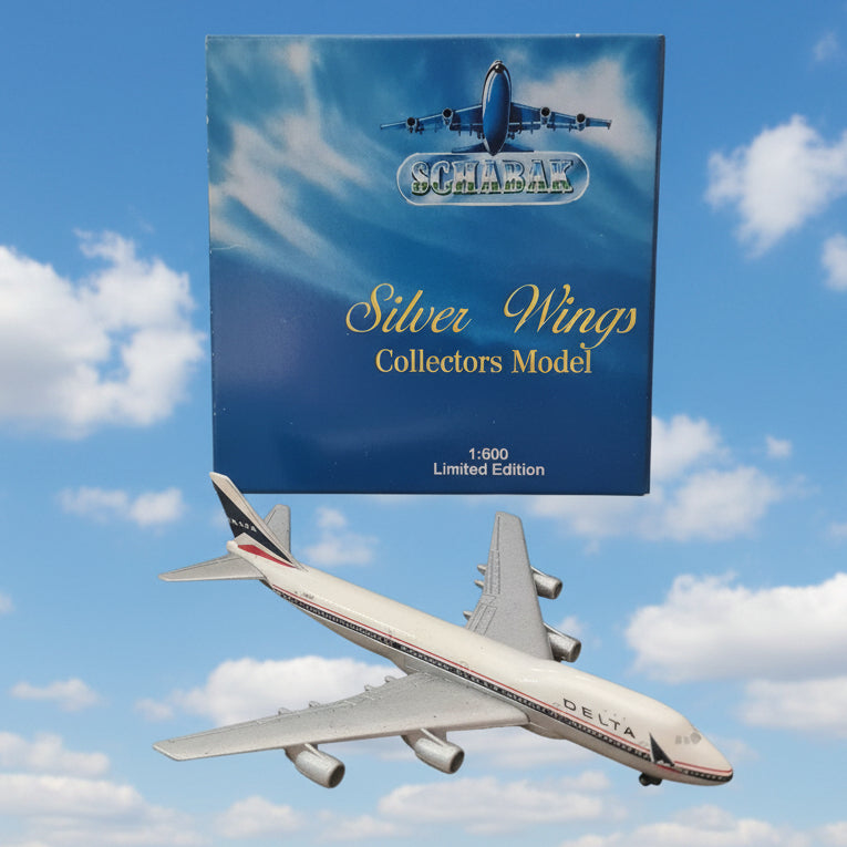 Schabak 1:600 Boeing 747-200 Silverwings Delta diecast plane 2901/21 VGC Boxed