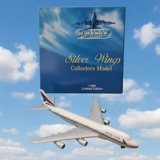 Schabak 1:600 Boeing 747-200 Silverwings Delta diecast plane 2901/21 VGC Boxed