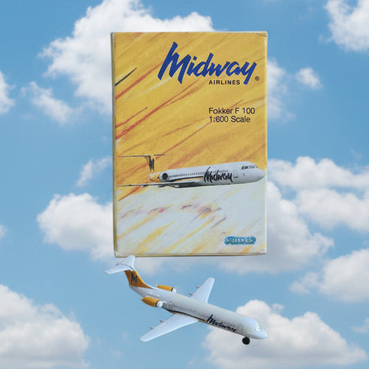 Schabak 1:600 Fokker F-100 Midway Airlinesdiecast plane 940/184 VGC Boxed